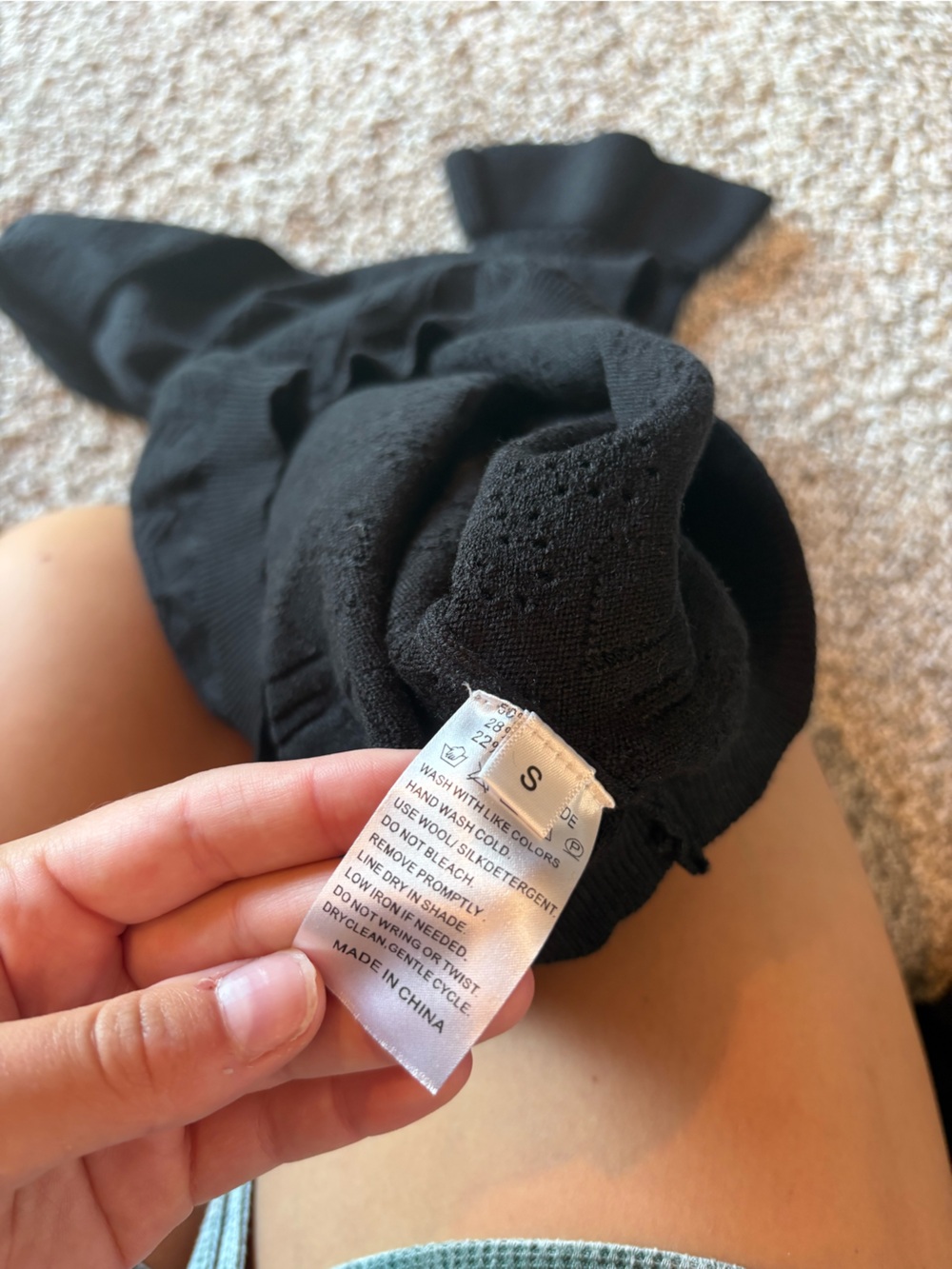Black Ruffled Knit Sweater & Mini Short Set - Picture 3 of 7